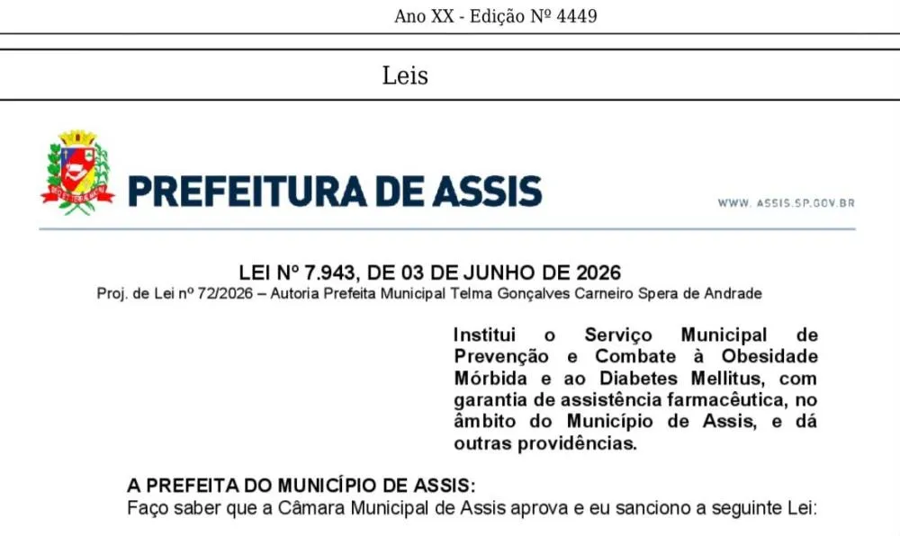 Publicada no Di&aacute;rio Oficial de Assis