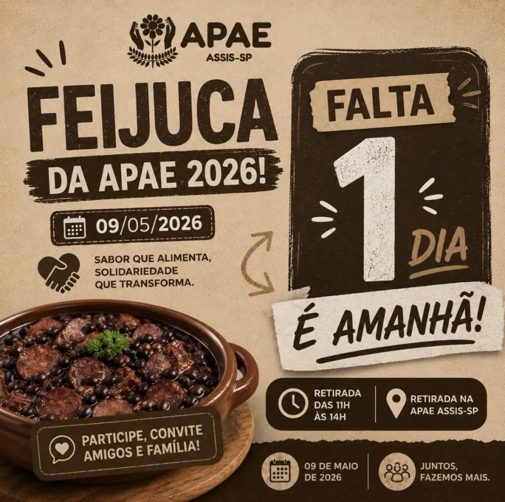 “Feijuca da APAE” é amanhã! Ainda dá tempo de comprar seu convite para retirada🐽
